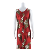 Womens Shift Dress Red Floral Sleeveless Midi M