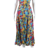 Womens Day Dress Blue Floral Sleeveless Midi S
