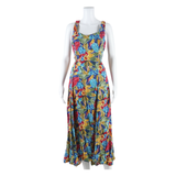 Womens Day Dress Blue Floral Sleeveless Midi S