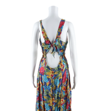 Womens Day Dress Blue Floral Sleeveless Midi S