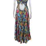 Womens Day Dress Blue Floral Sleeveless Midi S