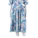 SWEET MIRANDA Womens Day Dress Blue Floral Short Sleeve Knee Length M