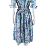 SWEET MIRANDA Womens Day Dress Blue Floral Short Sleeve Knee Length M