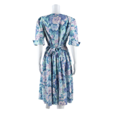 SWEET MIRANDA Womens Day Dress Blue Floral Short Sleeve Knee Length M