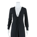 Womens Fit & Flare Dress Black Long Sleeve Knee Length M