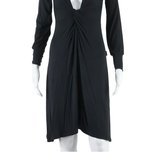 Womens Fit & Flare Dress Black Long Sleeve Knee Length M