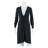 Womens Fit & Flare Dress Black Long Sleeve Knee Length M