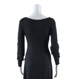 Womens Fit & Flare Dress Black Long Sleeve Knee Length M