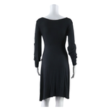 Womens Fit & Flare Dress Black Long Sleeve Knee Length M