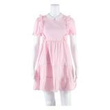 Womens Mini Dress Pink Spotted Short Sleeve Short S