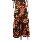 Womens Maxi Dress Brown Floral Short Sleeve Long S