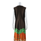 Womens Maxi Dress Brown Crazy Pattern Sleeveless Long S