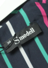 SMODELL Womens Day Dress Blue Striped Long Sleeve Midi M