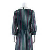 SMODELL Womens Day Dress Blue Striped Long Sleeve Midi M