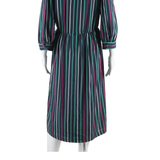 SMODELL Womens Day Dress Blue Striped Long Sleeve Midi M