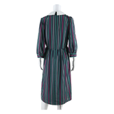 SMODELL Womens Day Dress Blue Striped Long Sleeve Midi M