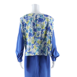 CLAUDIE AMOS Womens Day Dress Blue Floral Long Sleeve Midi L