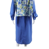 CLAUDIE AMOS Womens Day Dress Blue Floral Long Sleeve Midi L