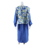 CLAUDIE AMOS Womens Day Dress Blue Floral Long Sleeve Midi L