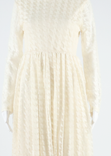 Womens Day Dress Beige Long Sleeve Midi M