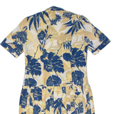 Womens A-Line Dress Beige 90s Floral Short Sleeve Midi M