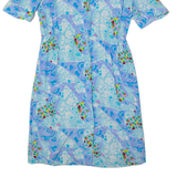 Womens Tea Dress Blue 90s Floral Midi M