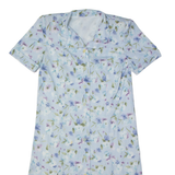 Womens Tea Dress Blue Floral Short Sleeve Midi M