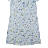 Womens Tea Dress Blue Floral Short Sleeve Midi M
