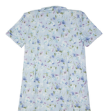 Womens Tea Dress Blue Floral Short Sleeve Midi M