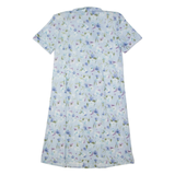 Womens Tea Dress Blue Floral Short Sleeve Midi M