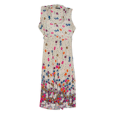 PONTO FINAL Womens Maxi Dress Cream Floral Sleeveless Long L
