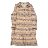 Womens Shirt Dress Beige 80s Floral Long Sleeve Midi M