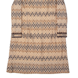 Womens Shirt Dress Beige 80s Floral Long Sleeve Midi M