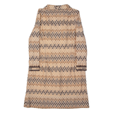 Womens Shirt Dress Beige 80s Floral Long Sleeve Midi M