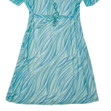 Womens Day Dress Blue 90s Crazy Pattern Short Sleeve Midi L