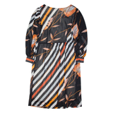 Womens Day Dress Black Floral Long Sleeve Midi M