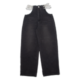 Chain Cut Out Womens Jeans Black Relaxed Straight W26 L28