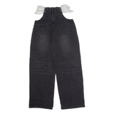 Chain Cut Out Womens Jeans Black Relaxed Straight W26 L28