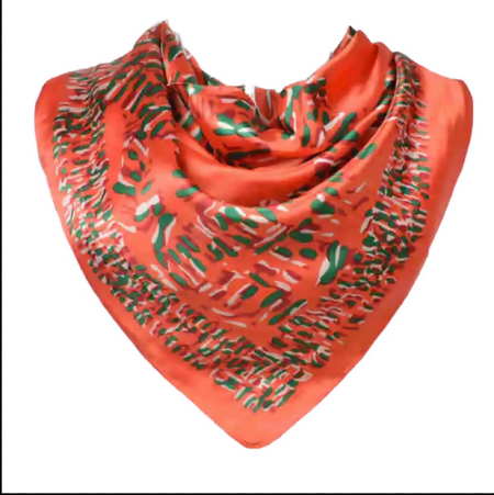 Anyyou Fashion Premium Satin Square Scarf – Orange Red Silk-Feel Neckwrap for Women