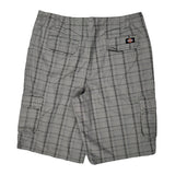 Dickies Checked Cargo Shorts - 38W 10L Grey Cotton