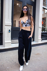 Remi Navy Wide-Leg Pants – Elegant Women's High-Waist Trousers