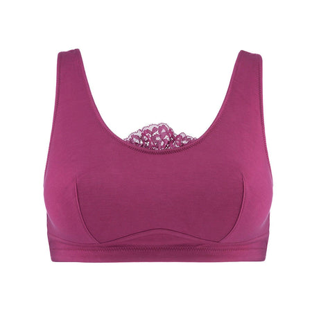 Fuchsia - Silk Back Support Full Coverage Wireless Organic Cotton Bra