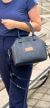 Mini Tote Handcraft Bag black cork