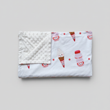 Minky Fleece Sensory Baby Blanket - Yogurt Drink + Ice Cream
