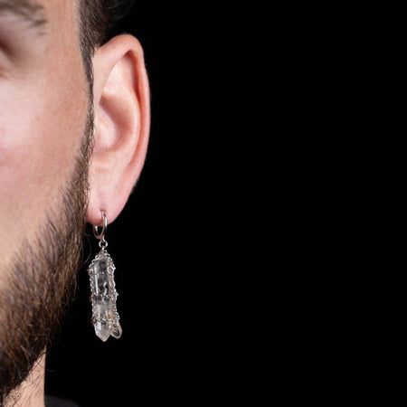 Single Caged Quartz Earring