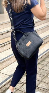 Mini Tote Handcraft Bag black cork