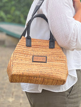Mini Tote Handcraft Bag white cork