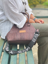Mini Tote Handcraft Bag dark brown cork
