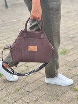 Mini Tote Handcraft Bag dark brown cork