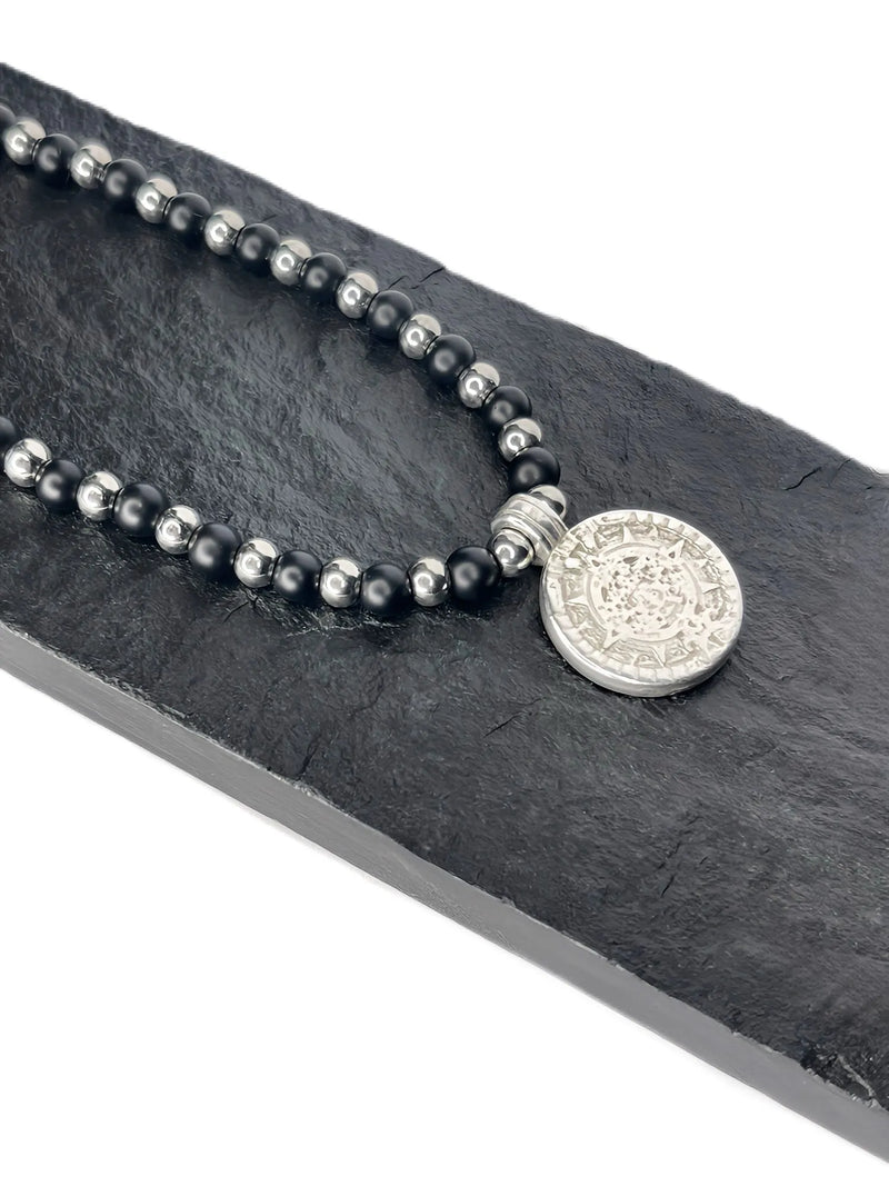 Black Onyx Coin Necklace